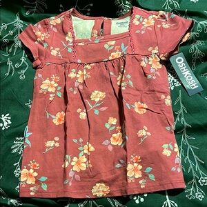 NWT. OshKosh Floral Pink Top 4T.